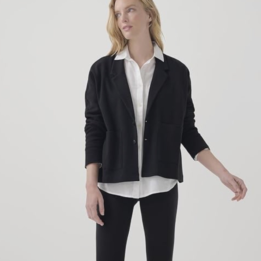 pact Airplane Relaxed 100% Organic Cotton Blazer Black Size Small